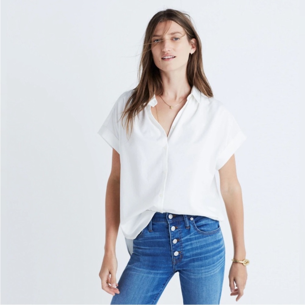 Madewell Central White Drapey Button-Down Top